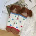 Χνουδωτές χειμερινές κάλτσες dachshund για γυναίκες, ζεστό παχύ κοραλλεφλις σπίτι ύπνου κάλτσες. - Ένα μέγεθος / Κουκκίδα