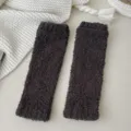 Calentadores de piernas de felpa, manguitos térmicos grises oscuros para invierno acogedor. - Talla única / Gris oscuro