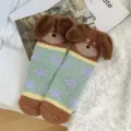 Schattige pluizige puppy pluche koraal fleece thermische slaap sokken gezellige winter thuis sokken - Eén maat / Ster