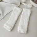 Chauffe-genoux epais et chauds en polaire corail blanche pour femmes protection d'hiver - Taille unique / Blanc