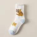 Cozy coral fleece winter socks for women, thick plush fuzzy thermal home sleeping socks style. - One Size / White