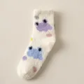 Cozy coral fleece winter fuzzy socks with cute cartoon character pattern for women warm indoor wear - One Size / 559 White