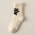 Cozy coral fleece winter warm socks for women, cute bear pattern thick sleep floor socks. - One Size / Yellow