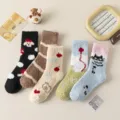 Cozy coral fleece winter socks set, thick warm fuzzy sleep socks with cute cartoon animal patterns. - One Size / 560 Mixed Colors