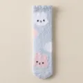 Women coral fleece warm socks winter thick plush cute bunny sleep home socks fluffy cozy footwear - One Size / Light Blue