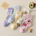 Cozy winter coral fleece fuzzy socks for women, thick warm home sleeping socks set of five. - One Size / Multicolor