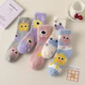 Cozy thick coral fleece winter socks for women, cute cartoon monster thermal warm socks. - One Size / 559 Mixed Colors