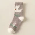 Thickened coral fleece warm socks for women winter cute duck pattern cozy home sleep socks - One Size / 561 Running Rabbit