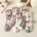 Thick coral fleece warm women socks, cute cartoon rabbit pattern winter home sleeping socks. - One Size / 561 Assorted Colors