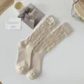 Calcetines arrugados de color liso para mujer estilo japonés, medias de algodón con etiqueta. - Talla única / Caqui
