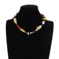 Collana con perline in pietra naturale colorata, splendidi gioielli di dopamina. - Stile Girocollo (07998) / Oro
