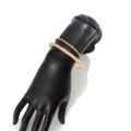 Men rose gold tone stacked bracelet set featuring textured open cuff and twisted rope chain. - Western Open Cuff Twist Chain Style (07344) / Gold