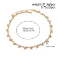 Collier ras de cou étoile dorée avec strass bleus, bijoux en métal style hip-hop pour femmes. - Collier Pentagramme (07929) / 47+7cm / Or avec zircon multicolore