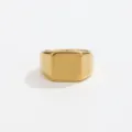 Bague chevalière carrée en acier inoxydable doré pour homme bijou de mode géométrique - Or (No 01089)