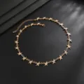 Collier ras de cou étoile dorée avec strass scintillants, chaîne de clavicule tendance hip-hop. - Collier Pentagramme (07929) / 47+7cm / Or Zircon Blanc