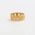 Bague maillon de chaîne en acier inoxydable doré, bijou minimaliste élégant pour homme. - Or (No 01090)