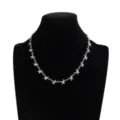 Collier étoile argenté hip-hop pour homme avec accents de diamants bleus, bijoux élégants. - Collier Pentagramme (07929) / 47+7cm / Argent Multicolore