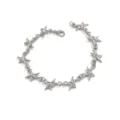 Zilveren sterrenketting ketting of armband met sprankelende kristallen accenten hiphop stijl. - Pentagram Armband (03192) / 20cm / Zilver Witte Strass
