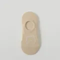 Süße bestickte Bär Damen Füßlinge Sommer atmungsaktive unsichtbare Sneakersocken beige - Einheitsgröße / Khaki Mit Bär