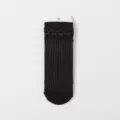 Black sheer mesh mid-calf socks for women, breathable thin cotton summer hosiery. - One Size / Black