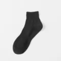 Men's black short athletic socks, breathable cotton ankle socks for daily sports wear. - One Size / Black