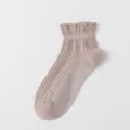 Women summer thin short socks breathable sweet ruffled cute ankle socks daily wear soft casual - One Size / Purple