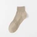 Khaki cotton short socks for men, breathable mesh ankle socks, comfortable daily athletic wear. - One Size / Khaki