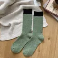 Gemütliche grüne gerippte Wollsocken für Herbst und Winter, warme und bequeme Socken. - Einheitsgröße / Grün