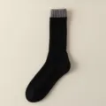 Chaussettes mi-mollet thermiques épaisses couleur contraste hiver sport confort noir gris - Taille unique / Noir