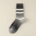 Heren Middelhoge Verdikte Wol Sokken Grijs Verloop Winter Warm Casual Gestreepte Sokken - Eén maat / donkergrijs