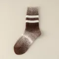 Heren winter dikke wol verloop sokken, comfortabele thermische gestreepte middensokken. - Eén maat / Lichtkoffie
