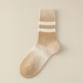 Heren dik gebreide wollen sokken, gradient tie-dye mid-tube winter warme gestreepte sokken - Eén maat / Khaki