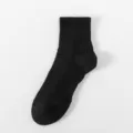 Herren schwarze Sport-Frotteesocken, bequeme Baumwolle atmungsaktive Crew-Socken. - Einheitsgröße / Schwarz