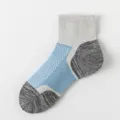 Breathable athletic short socks with cushioned towel bottom for running and sports activities. - One Size / Light Gray