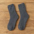Dicke Wollsocken für Damen, warme thermische Frotteesocken im Winter in dunklem Grau. - Einheitsgröße / Dunkelgrau
