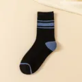Herren thermische Mittelsocken gestreift im Winter verdickt Frottee Design sehr bequem - Einheitsgröße / Schwarz