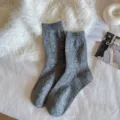 Graue Strick-Wintersocken, klassisches Rautenmuster weiche Strümpfe für Damen Alltag. - Einheitsgröße / Wadenhoch-Stil / Grau