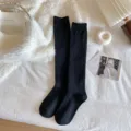 Schwarze Kaschmir Overknees Socken für Damen, kuschelige warme lange Winter Strickstrümpfe. - Einheitsgröße / Kniehoher Stil / Schwarz