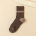 Herren braune thermische gestreifte Wintersocken, dicke Frottee-Fleece-Fütterung für Wärme. - Einheitsgröße / Dunkelbraun