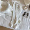 Weiß Strick Overknees Socken für Damen, gemütliche Winter einfarbige lange Strümpfe Mode. - Einheitsgröße / Kniehoher Stil / Weiß
