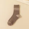 Herren Herbst Winter Verdickte Frottee Gestreifte Wadenlange Socken Braune Warme Freizeitsocken - Einheitsgröße / Hellkaffee