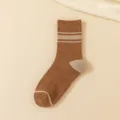Herren Winter thermische gestreifte Mittelsocken bequeme atmungsaktive warme Modesocken - Einheitsgröße / Karamellbraun