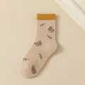 Niedliche Hasenmuster Winter dicke Damen Socken, gemütliche warme Baumwoll Socken mit gelbem Bündchen. - Einheitsgröße / 431 Khaki