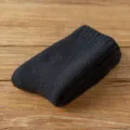 Men's thick winter thermal wool socks, black solid color plush mid-tube warm socks for cold weather. - One Size / Black
