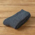 Men's thick thermal wool crew socks in dark grey, ideal for winter cold weather wear. - One Size / Dark Gray