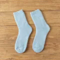Dicke Damen Wollsocken für den Winter in Hellblau, kuschelig warmes Frottee-Design. - Einheitsgröße / Hellblau