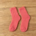 Dicke Damen Wollsocken, winterwarme Frotteesocken in Rot, kuschelige Thermosocken. - Einheitsgröße / Rot