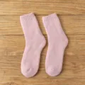 Dichte Winter Wolle Socken für Damen, kuschelige warme rosa Thermo Frottee Strick Socken - Einheitsgröße / Rosa