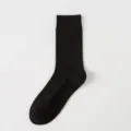 Klassische schwarze Rippstrick-Socken für Damen, bequeme Baumwoll-Wadenstrümpfe Basic. - Einheitsgröße / Schwarz