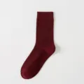 Bordeauxrote gerippte Wadensocken für Damen, klassische Baumwolle Freizeitsocken Strümpfe - Einheitsgröße / Burgunderrot